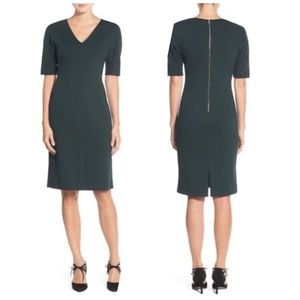 Eliza J V-Neck Crepe Sheath Dress